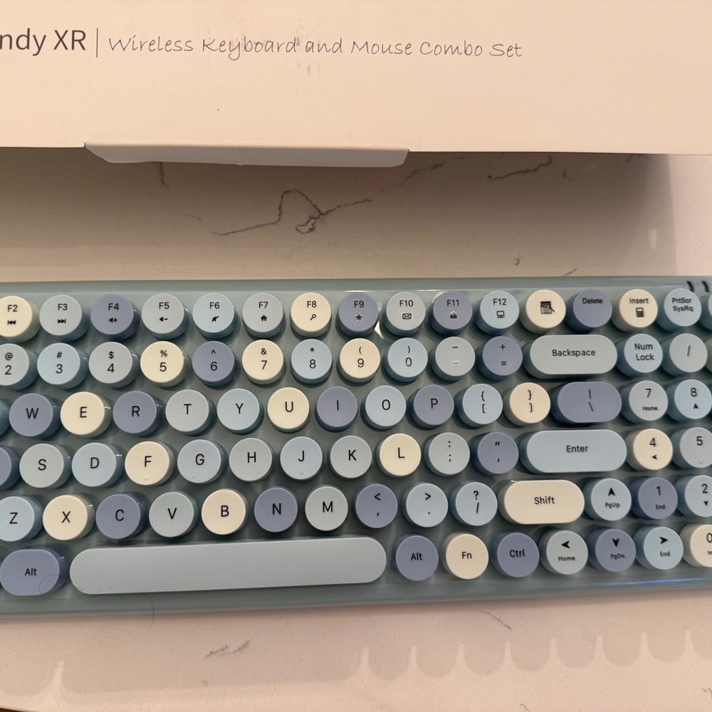 Wireless Keyboard and Mouse Combo - Blue and White